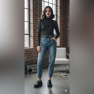 Once1Again 90s Sparkling Black&Silver Top